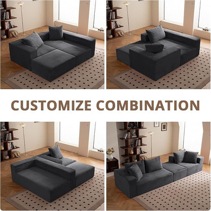 Modular Sectional Sofa Modern 108" L Shaped Boneless Cloud Couch with Deep Seat,Sectional Couch for Living Room Bedroom Apartments Dorms,No Assembly Required Ships in a Box, Dark Grey