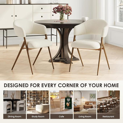 COLAMY Dining Chairs Set of 4, Mid Century Modern Dining Room Kitchen Dinner Chairs with Iron Legs, Open Back and Padded Seat, for Living Room/Bedroom/Restaurant/Cafe, Beige
