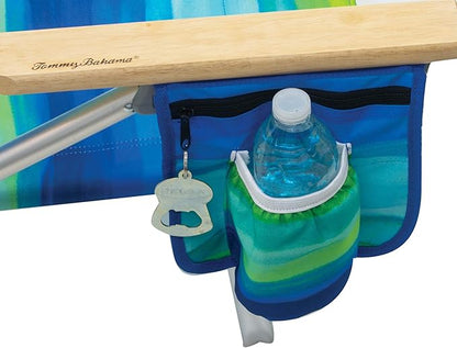 Tommy Bahama 2-Pack 5-Position Classic Lay Flat Backpack Beach Chair with Cooler and Cup Holder, Portable Folding Beach Chair for Tanning, Blue/Green