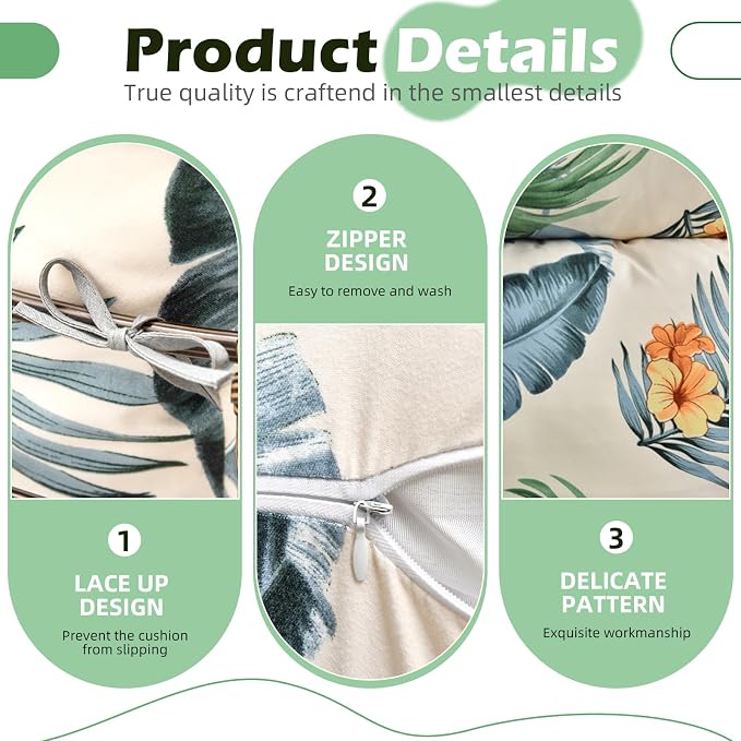 Indoor Outdoor Egg Chair Cushion Thick Hanging Floral Egg Swing Chair Cushion U-Shaped Back Cushions for Patio Garden Hammock