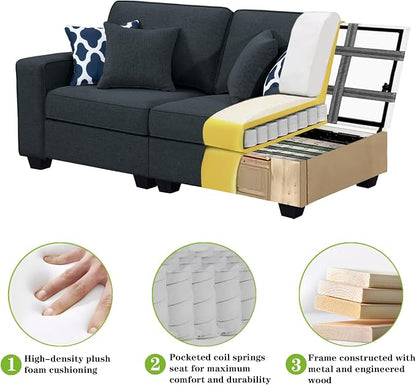 Legend Vansen Oversized Modular Sectional Sofa,U/L‑Shaped Reversible Couch with Ottoman,Deep Seat Plush Polyester Sofa for Living Room,8‑Seater,Charcoal