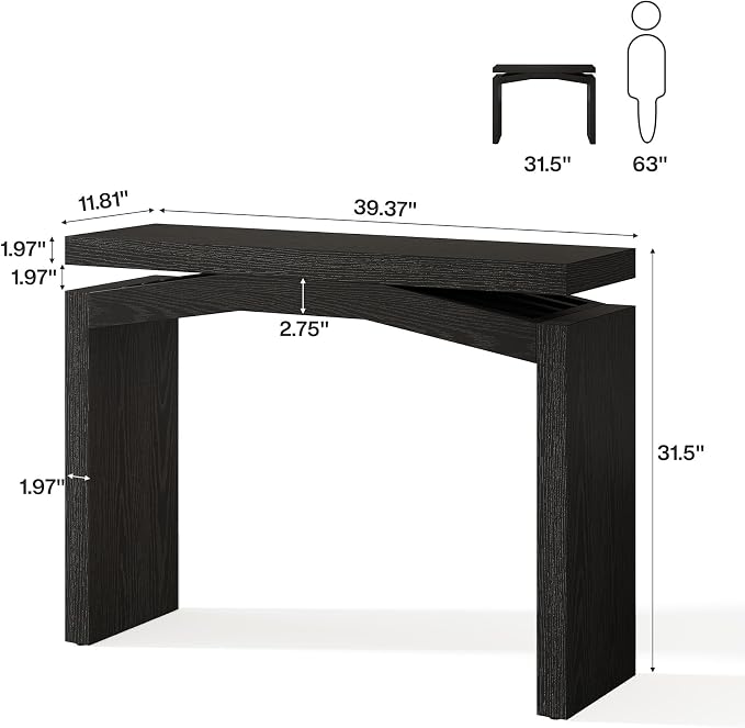 Tribesigns 40-Inch Console Table for Entryway, Farmhouse Sofa Console Behind Couch, Small Entry Table for Hallway, Foyer, Living Room, Black