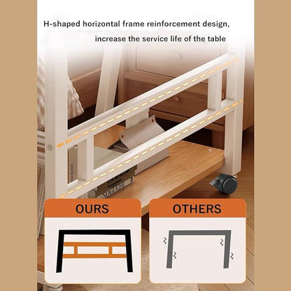 Rolling Computer Desk, 31.5 Inch Small Desks For Small Space, Portable Small Computer Desk with Monitor Stand & 3-Tier Storage, Portable Desk on Wheels for Writing, Home Office, Small Desk for Bedroom