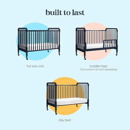 daVinci Jenny 3-in-1 Convertible Crib, GREENGUARD Certified, Navy | Converts to Toddler Bed & Daybed, 4 Adjustable Mattress Heights - Conversion Kit Sold Separately - Durable & Easy to Assemble
