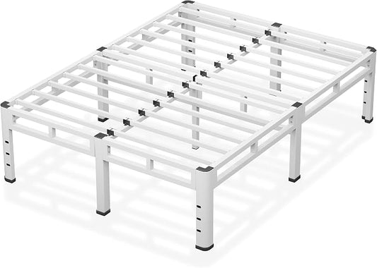 NKZ Full Size Bed Frame 14 Inch, Metal Bed Frame & Box Spring 2 in 1 Platform with Round Corner Legs, 4000lbs Weight Capacity Reinforced Metal Frame, Headboard Hole, Noise-Free, Easy Assembly