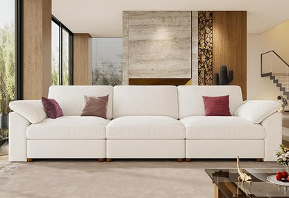 EASE MOOSE Modern 3 Seat Sectional Modular Sofa,Comfty Deep Seat Couch for Living Room,Solid Wood Frame Sofa, Removable Cover