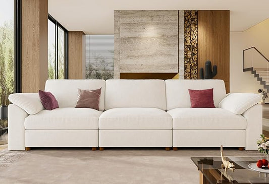 EASE MOOSE Modern 3 Seat Sectional Modular Sofa,Comfty Deep Seat Couch for Living Room,Solid Wood Frame Sofa, Removable Cover