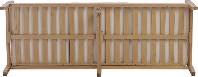 Merax Outdoor 78" Acacia Wood 3-Seater Sofa with All-Weather Coushions | Patio Sofa with Deep Seat for Porch, Lawn, Backyard, Balcony, Teak+ Beige