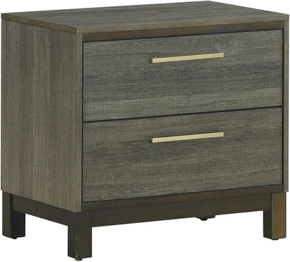 Kings Brand Furniture 3-Piece Antique Grey Bedroom Set – King Size Wood Bed Frame with 2 Nightstands