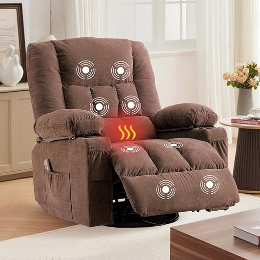 MAHOMICO Recliner Chair with Cup Holders for Living Room Single Seat Manual Oversized Recliner with Ergonomic, Side Pocket for Adult