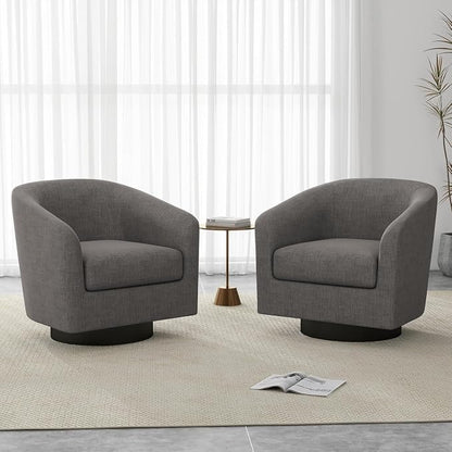Swivel Barrel Accent Chairs Set of 4, Fabric Upholstered Armchair Modern Round Club Arm Chair for Living Room, Comfy Single Sofa Seating Bedroom Side Reading Seat for Home Office - Gray