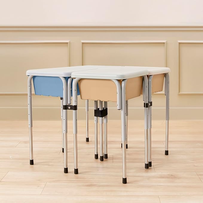 Back2School Express Adjustable Quad Sensory Tables with Lids, Children's Furniture, Sand/Powder Blue