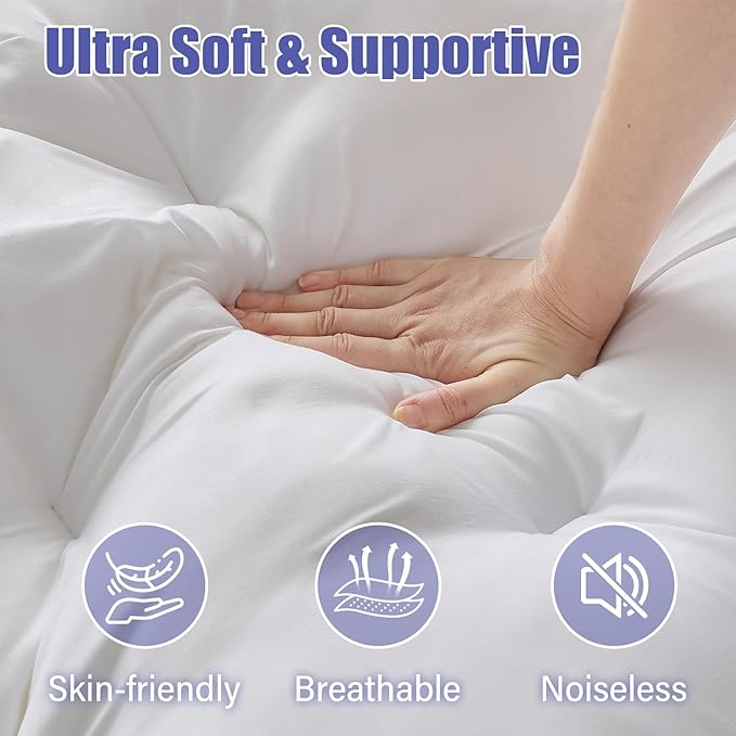 WhatsBedding 4 Inch Memory Foam Mattress Topper King for Back Pain Relief, Filled with Breathable Gel Memory Foam, Fluffy Comfort Supportive Pillow Top Mattress Topper, 80x78x4in