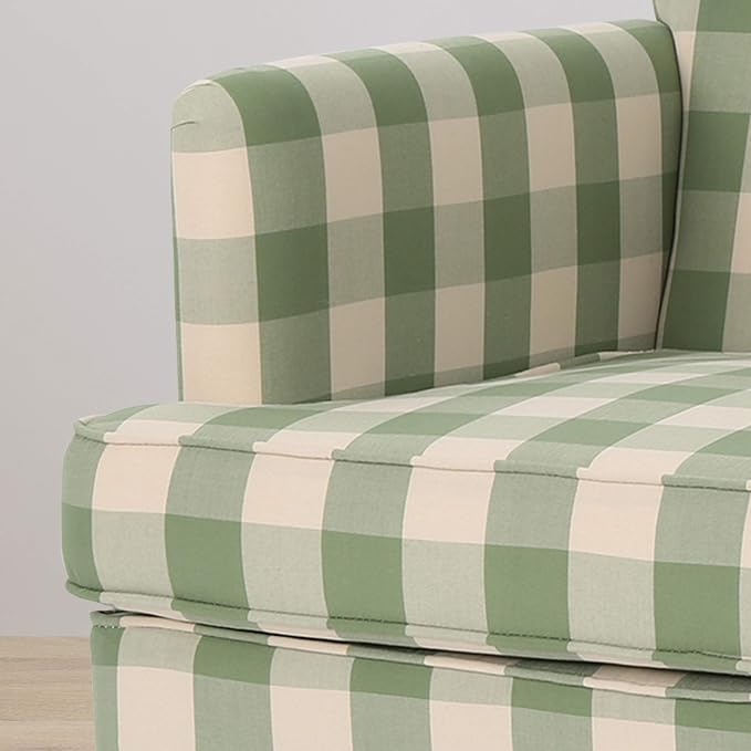 Christopher Knight Home Eve Modern Upholstered Club Chair, Wooden Living Room Accent Chair, Comfy Bedroom Reading Chair, Multifunctional Armchair, Green Checkerboard