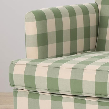 Christopher Knight Home Eve Modern Upholstered Club Chair, Wooden Living Room Accent Chair, Comfy Bedroom Reading Chair, Multifunctional Armchair, Green Checkerboard