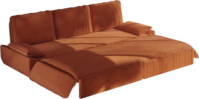 ERYE King Foldable Sleeper Sofa,Oversized 3-in-1 Convertible Pull Out Sleeper Sofabed W/Pillow Armrests,3 Seat Couch Space Saving Sleeper Sofa Bed for Living Room Bedroom
