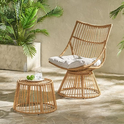 Patio Chair Set, Elaine Outdoor Chair and Side Table Bistro Seating Set Garden Accent Chair with End Table for Backyard Porch Deck Poolside Lounge Furniture