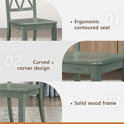 Lexicon Janina Dining Room Chairs Set of 2, Modern Farmhouse Dining Chairs Set of 2, Solid Wood, X Cross Back, for Traditional Modern Ranch Style Kitchen, Armless, Easy Assembly, Teal