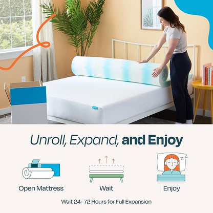 Linenspa 3 Inch Gel Memory Foam Mattress Topper – Egg Crate Style, Reversible for two feels – Promotes Airflow & Relieves Pressure Points – Full