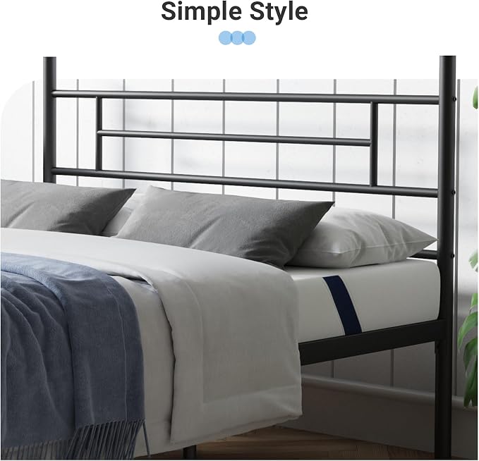Avenco Metal Platform Bed Frame Full Size with Classical Headboard and Footboard, 14 Inch, Under Bed Storage, Strong Metal Slats Support, Mattress Foundation, No Box Spring Needed