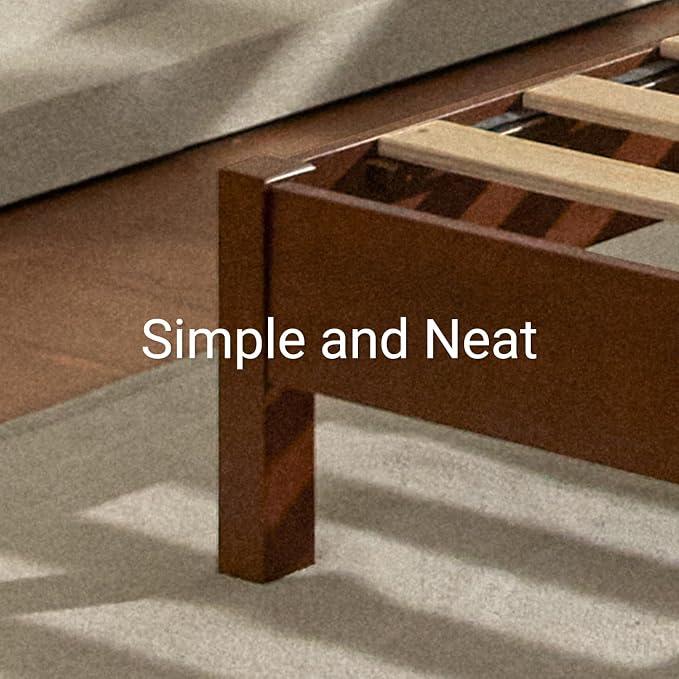 LIFEMENT Full Bed Frame Signature Wood Platform, Noise Free, Under Bed Storage, No Box Spring Needed, Easy Assembly, Cherry
