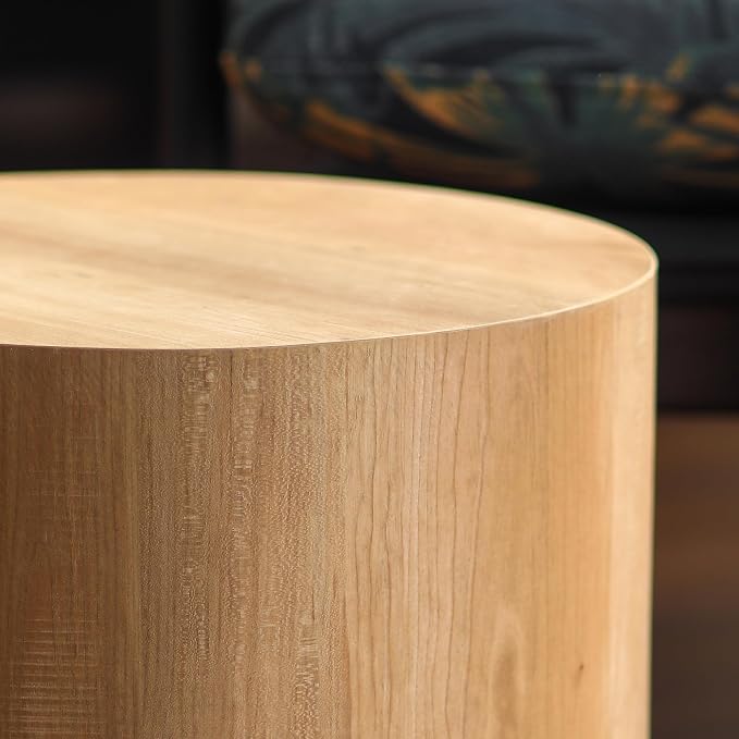 Nesting Round Coffee Table Set of 2, Accent End Table for Small Spaces, Morden Drum Side Table, Wooden Circle Center Table for Living Room, Fully Assembled - Light Oak