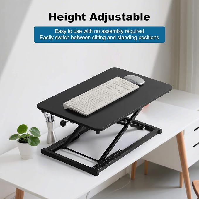 Height Adjustable Standing Desk Converter,Keyboard Riser for Stand Up Desk,Computer Keyboard Stand for Desktop,Portable Workstation Table for Home Office Black 23.6 Inch
