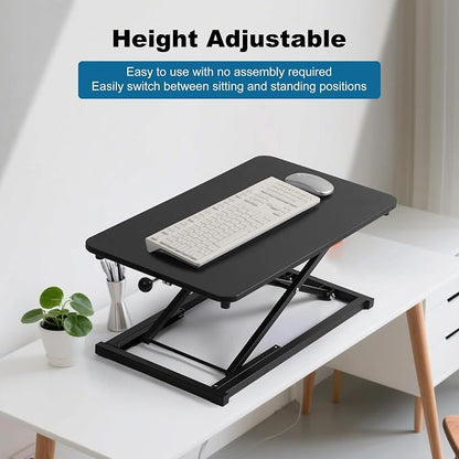 Height Adjustable Standing Desk Converter,Keyboard Riser for Stand Up Desk,Computer Keyboard Stand for Desktop,Portable Workstation Table for Home Office Black 23.6 Inch