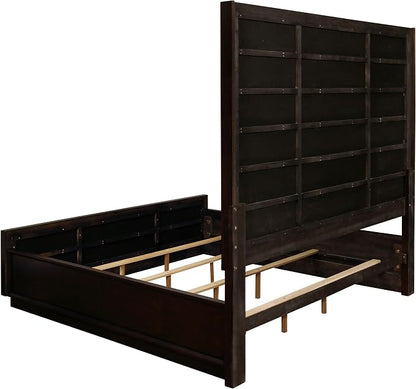 Coaster Home Furnishings Durango Contemporary 5-Piece Bedroom Set Velvet Upholstered Eastern King Size Panel Bed Frame 80-inch Headboard Smoked Peppercorn 223261KE-S5