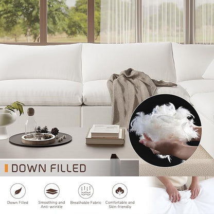 Modular Sectional Sofa Cloud Couch,78.6" Down Filled Comfy Cloud Modern Sofa,2 Seater with White Linen Couch Cushion Covers Removable Furniture for Living Room
