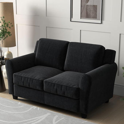 Bonzy Home 2 Piece Sofa Set, 2-Seater Sofa Couch Set of 2, Modern Comfy Sofa with Thick Cushion for Living Room Apartment Office, Black