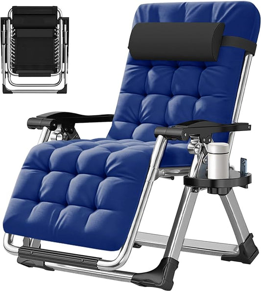 ABORON Zero Gravity Chair,Premium Outdoor Lawn Folding Lounge Chairs,Sturdy Adjustable Reclining Patio Chairs with Removable Cushion,Headrest & Tray