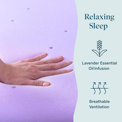 Lucid® 4" Lavender Memory Foam Mattress Topper – CertiPUR-US®, Queen