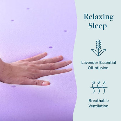 Lucid® 4" Lavender Memory Foam Mattress Topper – CertiPUR-US®, Twin XL