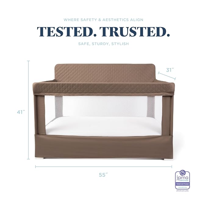 Baby Delight Lunaire Full Size Crib | Breathable Mesh Baby Crib | Tool-Free Assembly Baby Bed | 100% GOTS Certified Organic Cotton Fabric | Organic Mocha