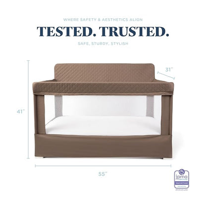 Baby Delight Lunaire Full Size Crib | Breathable Mesh Baby Crib | Tool-Free Assembly Baby Bed | 100% GOTS Certified Organic Cotton Fabric | Organic Mocha