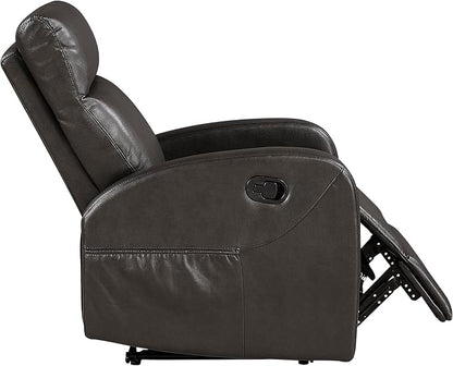 Lexicon Manual Recliner Chair, Faux Leather Reclining Chair, Wall Hugger, Track Arms, Magazine Pockets, Manual Recliner for Living Room/Office/Apartment, Easy Assembly, Espresso
