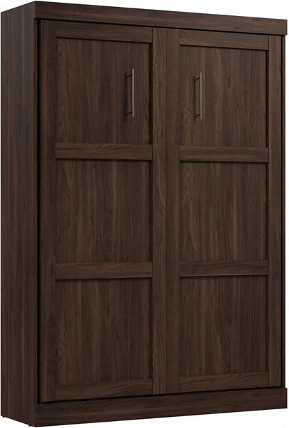Bestar Pur Full Size Murphy Bed in Black Walnut, 59-inch Space-Saving Sleeping Arrangement for Multipurpose Area, Bedroom, Guest Room, or Living Room