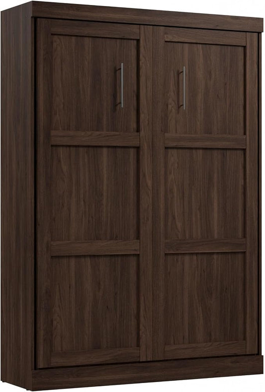 Bestar Pur Full Size Murphy Bed in Black Walnut, 59-inch Space-Saving Sleeping Arrangement for Multipurpose Area, Bedroom, Guest Room, or Living Room