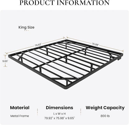 SHA CERLIN King Size Floating Bed Frame with Smart LED Lights, Black | Modern Design Metal Platform Bed with Power Strip, No Box Spring Needed, Noise-Free, Easy Assembly