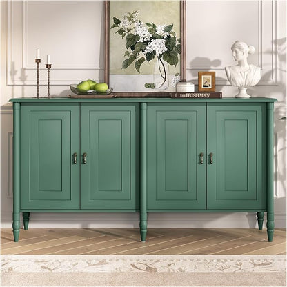JOINICE 59" Sideboard Buffet Cabinet with Storage for Dining Room,Green | Vintage Credenza with Adjustable Shelves & Solid Wood Legs,supports up to 100 lbs,for Kitchen,Bar,Hallway,TV Console