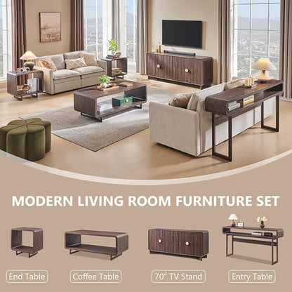 IFGET 63-Inch Long Console Table, 31.5" Tall Modern Entryway Table with Open Storage Shelf, Curved Profile Design, Narrow Wood Sofa Table Behind Couch Tables for Living Room, Hallway, Foyer, Brown