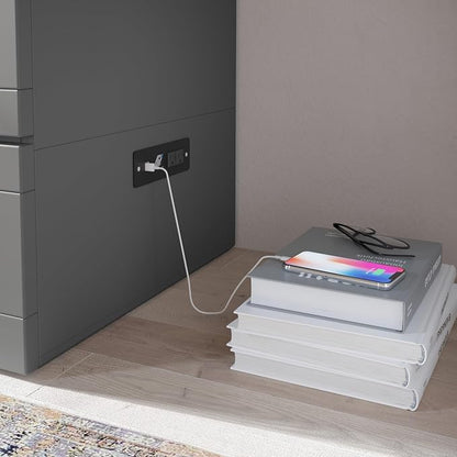 AFI Hamilton Full Murphy Bed Chest with Mattress, Storage, and Built-in Charger in Grey