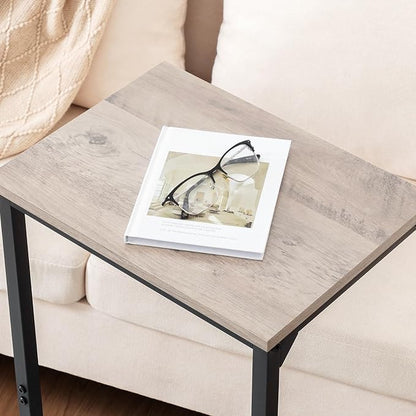 AMHANCIBLE C Shaped End Tables, Couch Side Tables that Slide Under, TV Trays for Living Room, Bedroom, Small Space, Sofa, Grey HET02BGY-1