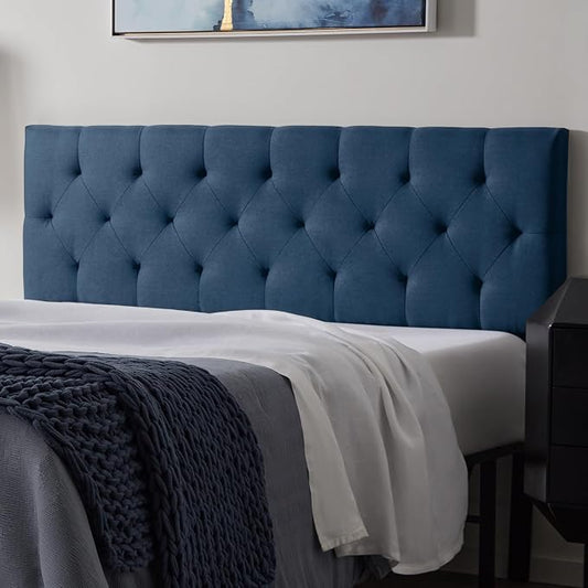 Lucid Mid-Rise Upholstered Headboard - Diamond Tufted - Padded Polyester - Adjustable Height from 34” to 46” - Easy Assembly - Bed Frame or Wall Mount - Sturdy - Cobalt - Twin / Twin XL Size
