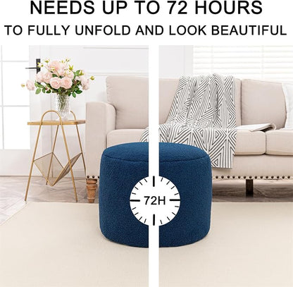 Round Pouf Ottoman 20 x 20 x 14 Inches Boho Poof Home Decor Floor Pouffe Ottoman Foot Rest for Couch Sofa Bean Bag Chairs Living Room Bedroom (Navy)