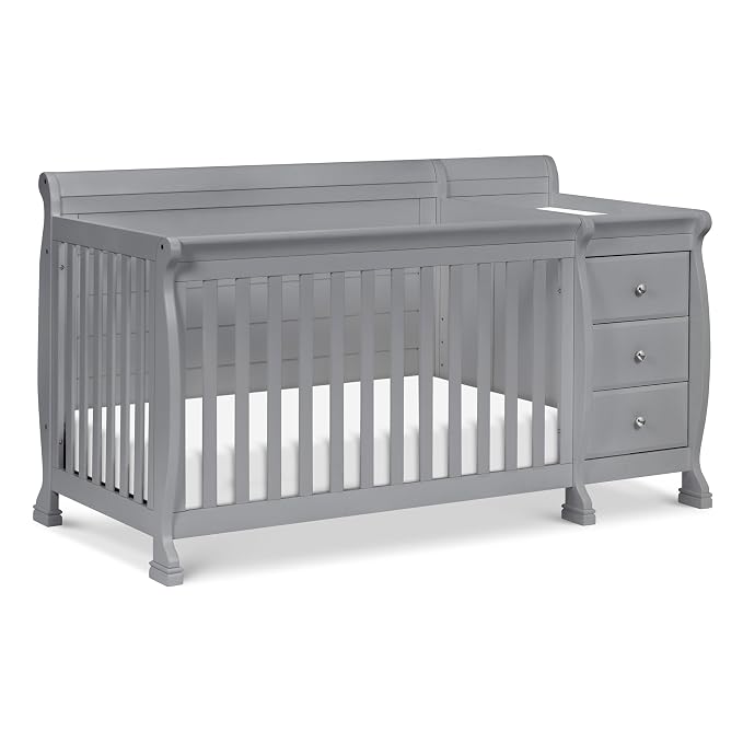 Davinci Kalani 4-in-1 Convertible Crib & Changer Combo, Gray | GREENGUARD Gold Certified, Converts to Toddler Bed, Daybed & Full-Size Bed, 4 Adjustable Mattress Heights, Easy to Assemble