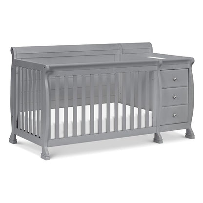 Davinci Kalani 4-in-1 Convertible Crib & Changer Combo, Gray | GREENGUARD Gold Certified, Converts to Toddler Bed, Daybed & Full-Size Bed, 4 Adjustable Mattress Heights, Easy to Assemble