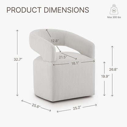 KISLOT Upholstered Dining Chairs with Casters Modern Barrel Side Armchair with Rollers for Diningroom Bedroom Livingroom Reading Room,Milk,1PCS