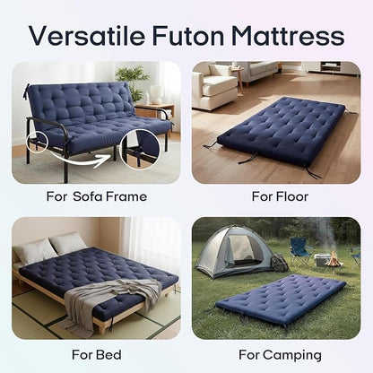 Syrinx Water Resistant Japanese Futon Mattress, King Size 80"x76", 2.5 Inch Thick Japanese Floor Mattress Tatami Mat, Foldable Floor Bed Sleeping Pad for Dormitory Guest Room Camping